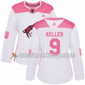 Adidas Maillot de Hockey Arizona Coyotes Clayton Keller 9 2017-2018 Blanc Rose Fashion Authentic - Femme